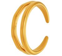 keigtuxh Lot de 2 bagues pour femme - Bague en oxyde de zirconium grain de blé et bague ajourée minimaliste double ligne, bandes empilables en acier inoxydable pour index, design ouvert