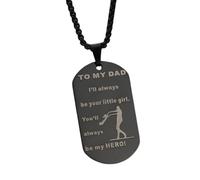 keigtuxh Pendentif plaque d'identité pour la fête des pères de la part de sa fille - I'll Always Be Your Little Girl gravé en acier inoxydable