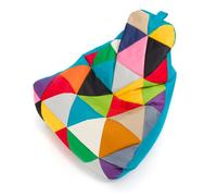 Keiko Patchwork Pouf Extérieur Imperméable, Bille Polystyrène, Fauteuil Relax, Décoration, M, 100x80x85 cm, Bleu Clair, Ecopuf