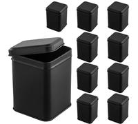 KEILEOHO Lot de 10 boîtes à thé rectangulaires 7 x 7 x 10 cm - En métal noir - Avec couvercle - Pour environ 50 à 100 g de thé en vrac