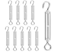 KEILEOHO Lot de 10 tendeurs M5 en acier inoxydable - 122 mm - Crochets et œillets réglables - Pour fixation de voile, corde à linge