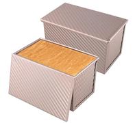 KEILEOHO Lot de 2 moule a pain de mie, 500 g, moule pate en croute, avec couvercle, 20,5 x 12 x 11 cm, pour toasts, gâteaux, pains