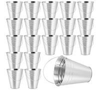 KEILEOHO Lot de 20 Mini seaux galvanisés - Petit Seau en Zinc - 11,5 x 6,5 x 12,8 cm Seau en métal - Pot de Fleurs avec poignée - Petit Seau pour Plantes - Décoration -