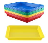 KEILEOHO Lot de 20 Plateau de Service, Plateau Plastique d'activité en multicolores, 28 x 21 x 3 cm, 4 couleurs, Rectangulaires, pour l'école, la maison, les travaux manuels