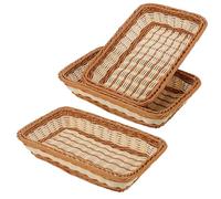 KEILEOHO Lot de 3 petits paniers à pain rectangulaires en rotin synthétique tressé 30 x 20 x 7 cm