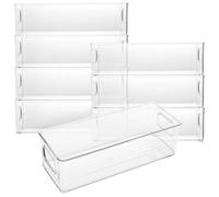 KEILEOHO Lot de 8 Boite Rangement Frigo avec poignée, Organisateur Frigo Transparent en Plastique, 25,5 x 9,7 x 7,6 cm, pour réfrigérateur, Garde-Manger, Cuisine