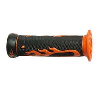 16481-PAIRE, GRIPS, MOTO, GOMME, NOIR/VERT, FLAMMES, GUIDON 22MM compatible avec