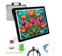 KEIRLIGHT Tableau lumineux A4 avec diamant - Boîte lumineuse portable rechargeable pour le traçage à 5 niveaux de luminosité A4 pour peinture diamant, croquis, tatouage, accessoires d'art pour enfants