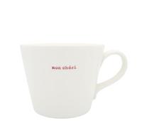 Keith Brymer Jones Tasse en céramique blanche de taille moyenne avec inscription « Mon Chéri » (rouge) - 350 ml - Boîte cadeau