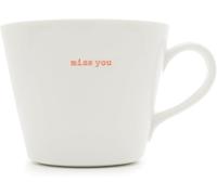 Keith Brymer Jones Word Range Tasse standard avec seau 350 ml Miss You Porcelaine Bleu/Noir 12,5 x 10 x 8 cm