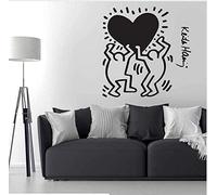 Keith Haring Lettres Coeur Art Stickers Muraux pour La Maison Chambre Art Décoration Étanche Vinyle Stickers Affiche Fond Taille : 56 * 56 CM