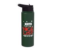 Keith On The Nice List Nom de Noël amusant Keith Stainless Steel Insulated Water Bottle