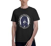 Keith Richards for President Logo T-Shirt Round Neck Short-Sleeved Standard Man's Tee Clothing Black(Large)