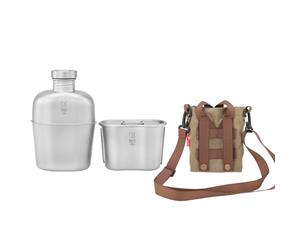 Keith Titanium armée militaire Bouteille d'eau Tasse Pot Canteen Mess kit w/sac
