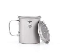 Keith Titanium Mug en Titane à Simple Paroi 400 ml, Ti3211, Mug de Voyage Portable avec Couvercle et Poignée Pliable, Idéal pour le Café, le Camping, la Randonnée, le Bivouac et les Pique-Niques
