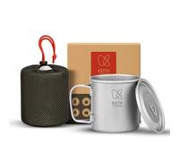 Keith Titanium Mug en Titane à Simple Paroi 650 ml, Ti3208, Mug de Voyage Portable avec Couvercle et Poignée Pliable, Idéal pour le Café, le Camping, la Randonnée, le Bivouac et les Pique-Niques