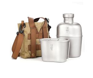 Keith Titanium Ti3060 Canteen Kit de dosage pour bouteille d'eau militaire avec gobelet Portable Double usage (Canteen and Lunch Box)
