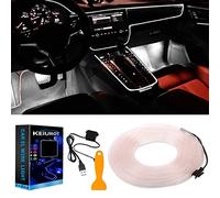 KEIUROT Fils de Lumière pour Voiture USB Néon Blanc El Fil pour Intérieur de Voiture 5V Néon El Fil pour Atmosphère Voiture LED Intérieur Bande Lumière Bord Décoration