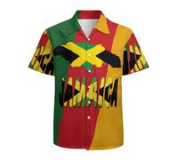 Keiutexe Chemise hawaïenne à manches courtes boutonnée pour homme, Jamaïque, Taille 3XL