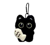 Kejechains en peluche de chat - 3,15 pouces de sac de chaton noir charme pour accessoire mignon, bouffée douce avec anneau clé, pendentif en polyester pour portefeuille, voiture, fourre-tout, sac à ma