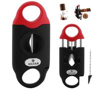 KEJIAR Coupe-cigare guillotine de coupe-cigare en v en acier inoxydable avec aiguille d'outil d'amélioration de tirage de cigare, 2 porte-cigare, ciseaux de coupe-cigare multifonctionnels en v jusqu'à