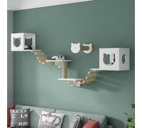 KEJIAWU Arbre a Chat Mural, Ensemble Multifonction de Meubles Muraux for Escalade, Repos et Grattage，Tunnel for Chat, Pont et Griffoir Mural(8PCS)