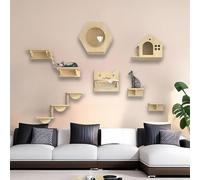 KEJIAWU Arbre à Chat Mural, Ensemble Mural d'escalade for Chat XXL avec escalier Mural, Hamac, Pont à Chat, Planche à Gratter et Arbre à Chat, Meuble(9PCS)