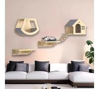 KEJIAWU Arbre à Chat Mural, Ensemble Mural d'escalade for Chat XXL avec escalier Mural, Hamac, Pont à Chat, Planche à Gratter et Arbre à Chat, Meuble(4PCS)