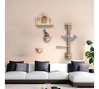 KEJIAWU Arbre à Chat Mural, Ensemble Mural d'escalade for Chat XXL avec escalier Mural, Hamac, Pont à Chat, Planche à Gratter et Arbre à Chat, Meuble(6PCS)