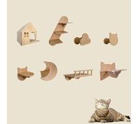 KEJIAWU Hamac Mural for Chat, Meubles Muraux for Chat - Lit et Étagère for Chaton, Escalade en Bois Robuste for Chats, Plateforme de Perchoir(8PCS)