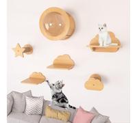 KEJIAWU Meubles Muraux for Chats avec Étagères, Griffoirs, Plaques À Gratter, Perchoirs, Baguettes, Maison Condo Murale for Chats Intérieurs Et Chatons(6PCS-B)