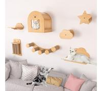 KEJIAWU Meubles Muraux for Chats avec Étagères, Griffoirs, Plaques À Gratter, Perchoirs, Baguettes, Maison Condo Murale for Chats Intérieurs Et Chatons(7PCS-D)