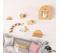 KEJIAWU Meubles Muraux for Chats avec Étagères, Griffoirs, Plaques À Gratter, Perchoirs, Baguettes, Maison Condo Murale for Chats Intérieurs Et Chatons(7PCS-C)