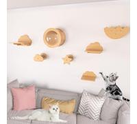 KEJIAWU Meubles Muraux for Chats avec Étagères, Griffoirs, Plaques À Gratter, Perchoirs, Baguettes, Maison Condo Murale for Chats Intérieurs Et Chatons(7PCS-A)