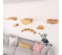 KEJIAWU Meubles Muraux for Chats avec Étagères, Griffoirs, Plaques À Gratter, Perchoirs, Baguettes, Maison Condo Murale for Chats Intérieurs Et Chatons(6PCS-A)