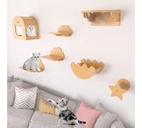 KEJIAWU Meubles Muraux for Chats avec Étagères, Griffoirs, Plaques À Gratter, Perchoirs, Baguettes, Maison Condo Murale for Chats Intérieurs Et Chatons(7PCS-E)