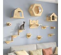 KEJIAWU Mur Escalade Chat avec Arbre à Chat Mural, Lit Suspendu, Parcours Chat, Passerelles Murales for Chats de Grande ou Petite Taille(11PCS)