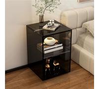 KEJIAWU Table Basse 3 Niveaux en Acrylique Transparent,Table de Nuit avec Rangement Intégré,Meuble d'Appoint pour Petits Espaces, Salon, Chambre à Coucher, Balcon(Clear)