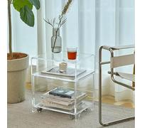 KEJIAWU Table d'appoint Acrylique 3 Étages avec Boîte de Rangement, Design Moderne for Petits Espaces, Salon, Chambre, Balcon(Clear)