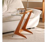 KEJIAWU Table D'Appoint z en Bois Vintage avec Plateau en Verre et Rangement Magazines, Table de Chevet Retro pour Salon, Chambre, Espaces Restreints, Bois Massif et Metal(Yellow)