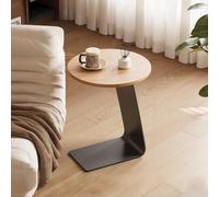 KEJIAWU Table de Chevet en Bois avec Base Métallique，Table d'Appoint en Bois Massif，Étagère Murale C-Forme for Chambre ou Salon(Yellow)