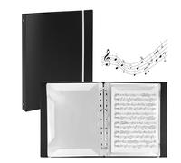 KEJJNYER Classeur de partitions de 80 pages, noir, 21,6 x 27,9 cm, avec bande élastique, organiseur de rangement pour partitions de musique, classeur de choeur amovible