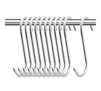 KEJJNYER Lot de 10 crochets de suspension à viande de 20,3 cm, 8 mm de diamètre, crochets en S robustes pour boucher, fumer, sécher, cuisiner, griller, barbecue