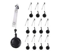 kekaa 12 Pcs Bobine de Badge Rétractable ID Nom Badge Bobine Clips Support pour Perles Barre Vierge avec Clip de Ceinture, Noir