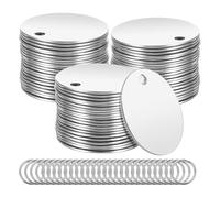 kekaa 55 Étiquettes Vierges D'Estampage en Métal - Étiquettes D'Estampage Rondes en Acier Inoxydable de 1,2 Pouce avec Trou, pour la Fabrication de, Bricolage