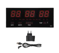 kekaa LED Calendrier PerpéTuel Horloge éLectronique Horloge Murale NuméRique Alarme Carillon Horaire TempéRature Table Horloges Bureau à Domicile Rouge