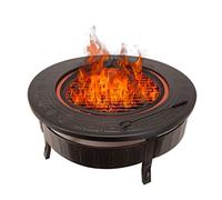 KEKAI Brasero en Acier Utilisation extérieure 3 en 1 Fonction Barbecue-feu et Seau à glaçons Kekai Fox 81 x 35 cm Grill, Attiseur et Couvercle de Protection