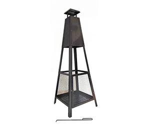 KEKAI Cheminée Utilisation Extérieure Kekai Akita Totem 40x40x140 cm en Acier Design Pyramidal et Attiseur
