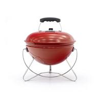 KEKAI Tahoe Barbecue à charbon portable de table 37 x 37 x 44 cm avec système de transport et verrouillage de sécurité en acier inoxydable émaillé rouge avec grille réglable