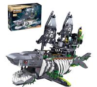 KeKeDuo Requin Bateau Pirate Maquette Jeux de Construction, 1155 Pièces The Ghost Sea Shark Micro Blocs de Construction de Navire Non Compatible avec Les Grandes Marques